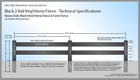 Black 2 Rail Vinyl Horse Fence CAD