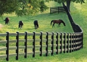 black post and rail vinyl horse fence