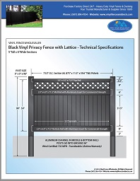 5' tall vinyl privacy fence black with lattice