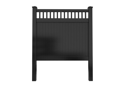 8' Tall Black Privacy Fence Panel with Picket Top