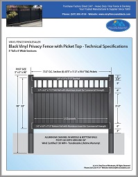 5'tall black vinyl privacy fence with picket top