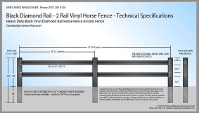 Black 2 Rail Diamond Rail Vinyl Horse Fence CAD