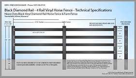 Black 4 Rail Diamond Rail Vinyl Horse Fence CAD