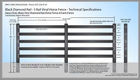 Black 5 Rail Diamond Rail Vinyl Horse Fence CAD
