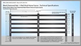 Black 5 Rail Diamond Rail Vinyl Horse Fence CAD