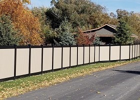 black and Tan privacy fence color combo vinyl fence