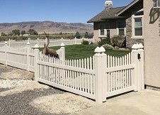 Sacramento tan vinyl picket fence panel