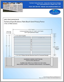 5' tall Palm Beach horizontal fence panel