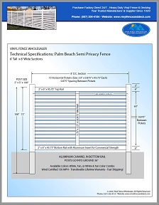 6' tall Palm Beach horizontal fence panel