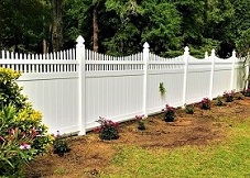 Shasta white privacy fence
