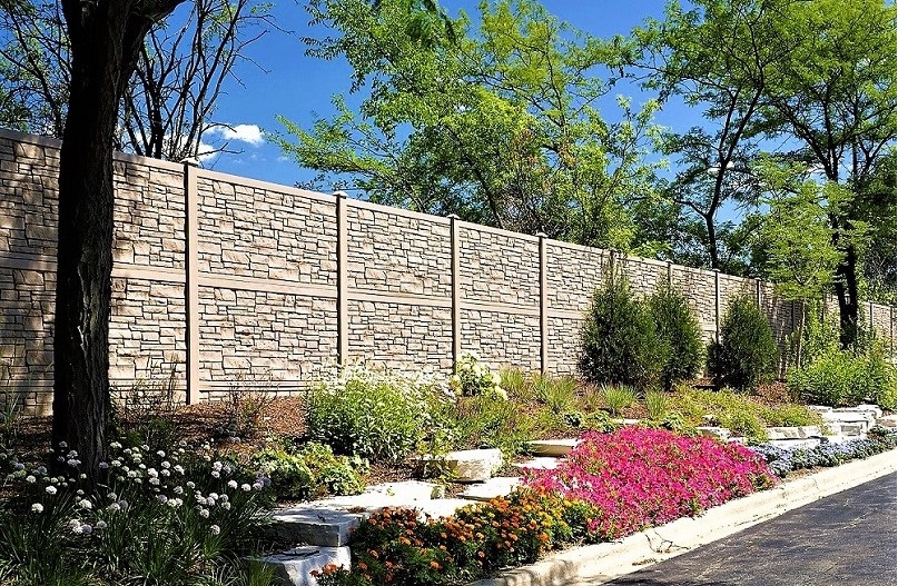 12' Tall Privacy Fence Brown Granite Simulated Stone Fence